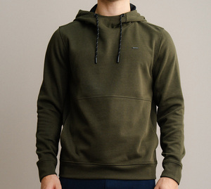 Sweat-shirt à capuche côtelé ajusté pour homme, en coton premium, décontracté, respirant, écologique, OEM - Product Image 1