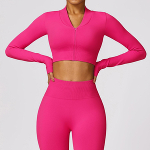 OEM Custom Women's Spring Fitness <b>Yoga</b> <b>Jacket</b> Breathable 100% Polyester Black Zip-Up Gym Athletic Top Selling Women <b>Yoga</b> <b>Jacket</b> - Product Image 4