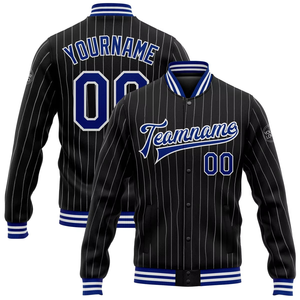 Veste universitaire rayée personnalisée pour homme, style baseball, blanc et rouge à fines rayures, fermeture boutonnée, col rabattu, décontractée, pour le printemps - Product Image 4
