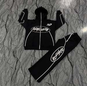 100% algodón liso polar sudadera de gran tamaño sudor y Jogging Deporte Pantalones de chándal traje Unisex chándal para la venta - Product Image 2