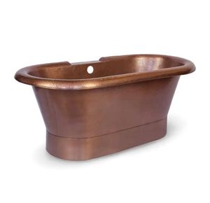 Copper Bathtub Hammered Indian Enameled Patina Finished Clawfoot Wholesale Standing Copper Bathtub Hammered Indian Enameled - Product Image 1
