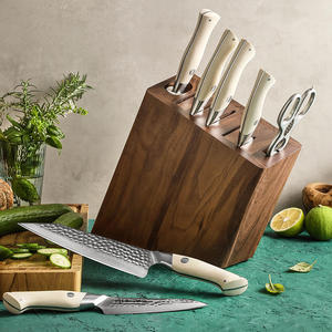 Bloc à couteaux en bois d'acacia écologique à 7 fentes – Organisateur de cuisine durable pour comptoir - Product Image 3