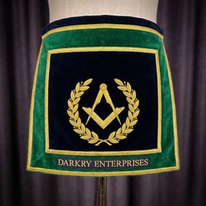 Tablier maçonnique noir personnalisé, brodé argenté, avec symboles des Piliers, pour frères artisans, fournitures de loge maçonnique, fait main - Product Image 4