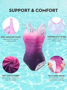 Wholesale Womens Classic One Piece Swimsuit Scoop Neck <b>Tummy</b> <b>Control</b> Stretch Swimwear Quick Dry Beach Bathing Suit Ready to Ship - Product Image 4