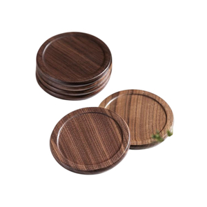 Posavasos de madera maciza premium, antideslizantes, protección para mesa, redondos, de madera, para tazas de té y café, juego de posavasos para restaurante - Product Image 1