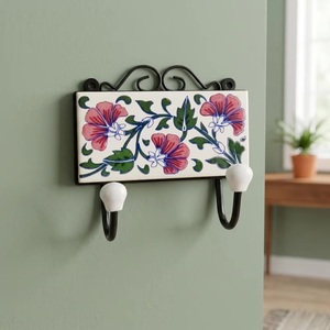 Vintage Rustic Cast Iron Wall Hook Floral Design 2 Hooks Handmade <b>Waterproof</b> Self-adhesive Installation for Clothing Storage - Product Image 1