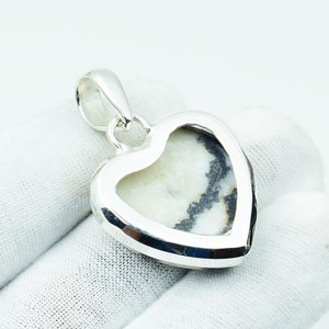 Heart White Buffalo Turquoise Pendant 925 Sterling <b>Silver</b> Boho Handmade Jewelry Statement Gift For Women <b>Men</b> - Product Image 3