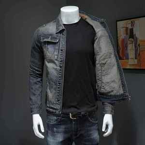 Custom Wholesale Outdoor Spring Streetwear Vintage Plain Denim Jackets Breathable Men'S Denim Jacket - Product Image 4