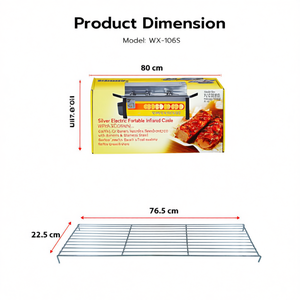 Barbecue au gaz infrarouge portable électrique argenté avec 6 brûleurs et surface en acier inoxydable, commercial, 34 pouces, sans prise requise - Product Image 3