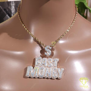 จี้รูปแร็ปเปอร์ "Fast Money" สร้อยคอฮิปฮอปประดับเพชรโมอิสซาไนต์ พร้อมโซ่แบบสั่งทำ - Product Image 4
