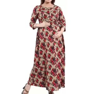 Breathable Custom Women Maternity Chiffon Floor-Length Ladies Sleeveless <b>Elastic</b> Waist Square Collar Nursing Maternity <b>Dresses</b> - Product Image 4