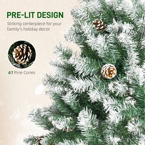 Albero di Natale Artificiale Innevato da 210 cm con 61 Pigne e 800 Punte in PE, con Cerniere e Rami a Forma di Abete - Product Image 6