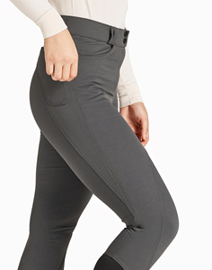 Culotte d'équitation taille haute pour femme, gris, coupe ajustée avec fermeture boutonnée et poches standard - Product Image 6