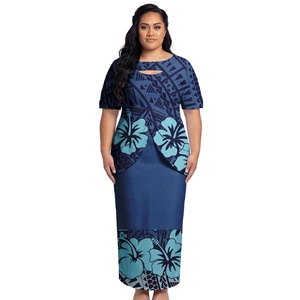 Ensemble 2 pièces pour femmes, style plage Hawaïenne, grande taille, robe samoane, vêtements polynésiens tribaux à manches courtes Puletasi, nouvelles arrivées - Product Image 2