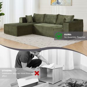 Divano Sezionale Modulare Minimalista a Compressione con Seduta Profonda, Divano a L Senza Struttura con Chaise Longue Comoda, Divano Letto per Soggiorno - Product Image 6