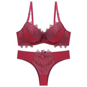 Ensemble de sous-vêtements sportifs pour femmes en deux pièces de couleur rouge vin, soutien-gorge et culotte de sport pour femmes en coton, sous-vêtements 100% coton - Product Image 4