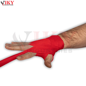 Bandages de boxe rouges robustes de qualité supérieure 2026 en coton élastique pour entraînement de Muay Thai avec support de poignet et fermeture auto-agrippante - Product Image 3
