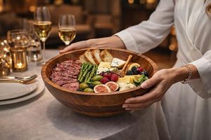 Bol de service moderne en bois, bol en bois pour servir les aliments, bols de service modernes, bol de service en bois d'acacia - Product Image 4