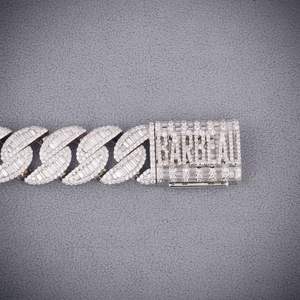 Luxury White Gold Diamond <b>Bracelet</b> Tapered Baguette Cut Channel Setting Geometric Link Unisex Everyday Wear Jewelry - Product Image 2