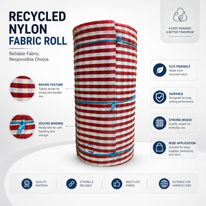 Rouleau de tissu tissé à rayures en nylon 100 % recyclé pour sacs, bagages, applications industrielles, matériau textile durable et écologique - Product Image 6