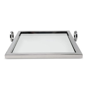 Rectangular <b>Mirrored</b> Storage Tray With Polished Metal Frame Minimalist Design For <b>Tabletop</b> Use - Product Image 4