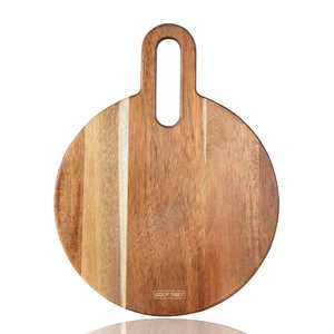 Planche à découper ronde en bois d'acacia avec logo personnalisé, planche de cuisine antibactérienne de qualité supérieure, grande planche à découper ronde en bois d'acacia, durable - Product Image 2