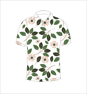 Polo à manches courtes pour hommes, imprimé floral à feuilles vertes, blanc, décontracté, à la mode, pour l'été - Product Image 1