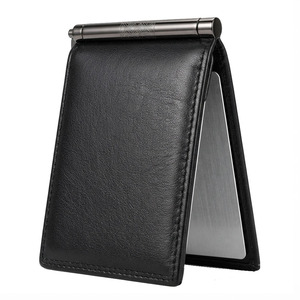 Minimalist Genuine Leather <b>Money</b> <b>Clip</b> With Metal Lining And <b>Clip</b> Closure For Men Slim Portable Card Holder - Product Image 1