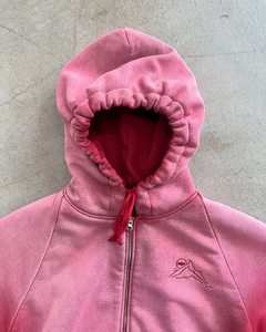<b>Women's</b> <b>Pink</b> Acid Wash Zip Up Hoodie Embroidered Mountain Logo Drop Shoulder Sweatshirt & <b>Hoodies</b> For Men <b>Women</b> - Product Image 4