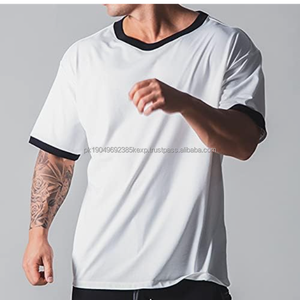 T-shirt à col montant en coton biologique 100% avec motif de nœuds, poids lourd 260 g/m², surdimensionné, côtes épaisses, logo personnalisé - Product Image 2