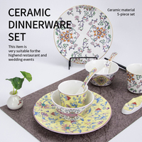 Yurtrain luxe européen Vintage mariage assiette ensemble Durable porcelaine os chine céramique plante motif durable