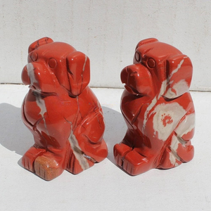 Estatua de Perro de Jaspe Rojo Natural Tallada a Mano, Figura de Animal de Cristal, Decoración Feng Shui para Hogar u Oficina, Regalo, Escultura de Cristal Curativa - Product Image 2