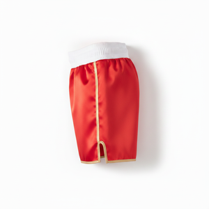 Shorts de boxe rouges avec bordure dorée, taille élastique, vêtements d'arts martiaux unisexes pour adultes - Product Image 4