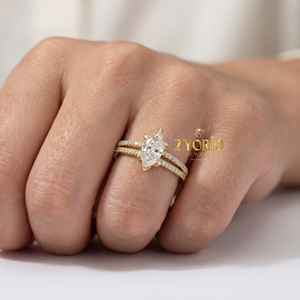 Luxury Marquise Lab Grown Diamond Trendy Bridal <b>Ring</b> <b>Split</b> Shank Design 14K Solid Gold Women Engagement Party Anniversary - Product Image 3