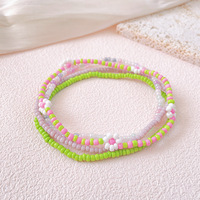 Gelang Kaki Manik-manik Bunga Lucu Mutiara Imitasi Biru-Putih Perhiasan Elastis Berlapis Seng Multiwarna Gaya Bohemian Pesta Mode Wanita