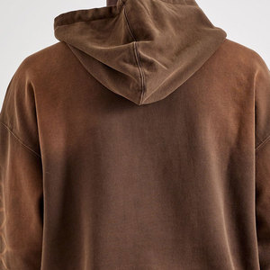 Sweat à capuche zippé pour homme en molleton bouclette 500 GSM, personnalisé, hiver, avec patch brodé, strass et effet vieilli, délavé à l'acide - Product Image 6