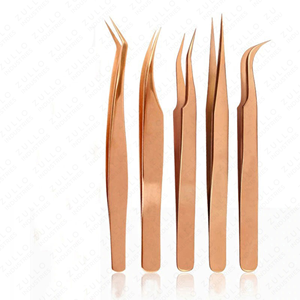 Custom Gold Color Stainless Steel Eyelash Extension Tweezers Pointed Tip Lash Applicator <b>Tool</b> for Precision Beauty Work - Product Image 2
