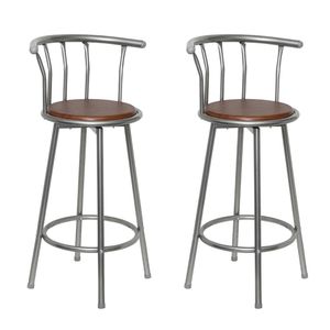 Ensemble de 2 tabourets de bar pivotants standard en MDF marron et acier - Product Image 1