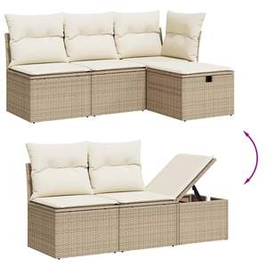 Conjunto de Sofás Modulares Grandes de Ratán Sintético Beige para Jardín, Muebles de Patio con Estilo y Comodidad - Product Image 3