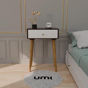 Modern Bedside <b>Table</b> with Solid Wood Legs, Minimalist and Practical End <b>Side</b> <b>Table</b> with <b>Drawer</b> Storage, Easy Assembly - Product Image 2