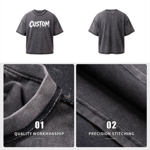 เสื้อยืดโอเวอร์ไซส์พรีเมียมสำหรับผู้ชาย ผ้าคอตตอนเนื้อหนานุ่ม ล้างสีแบบวินเทจ สไตล์สตรีทแวร์ ดีไซน์ไหล่ตก เสื้อยืดวินเทจ - Product Image 6