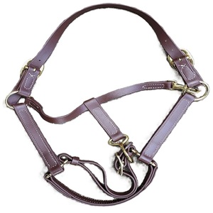 Brown Plain Leather Horse <b>Halter</b> Double Stitched Handmade Custom Adjustable Genuine Leather Horse Racing <b>Halter</b> and accessories - Product Image 2