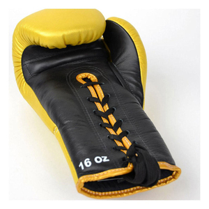 Gants de boxe jaunes en PU à lacets, respirants, pour adultes, 12 OZ, personnalisables, équipement d'entraînement professionnel OEM pour la lutte. - Product Image 5