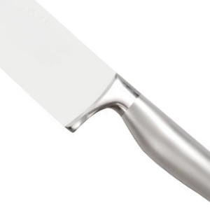 Couteaux de chef avec manche en acier inoxydable et lame large équilibrée pour la cuisine professionnelle, la découpe des aliments et la préparation des repas. - Product Image 6