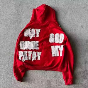 เสื้อฮู้ดดี้ผู้ชายถักลายมัดย้อมสไตล์วินเทจ แต่งดีเทลขาดๆ ระบายอากาศได้ดี ทรงหลวม ใส่สบาย เหมาะสำหรับสไตล์สตรีทแวร์ลำลอง - Product Image 3