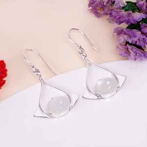 Boucles d'oreilles en pierre de lune arc-en-ciel, argent sterling 925, bijoux faits à la main, pierres précieuses, cadeau de luxe pour femmes - Product Image 4