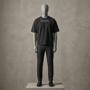 Camiseta de Hombre Negra de Corte Regular, Poliéster/Algodón, Cuello Redondo, Manga Corta, Casual, con Estampado de Letras, Estilo Urbano, Tejido Liso - Product Image 1