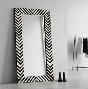 <b>Rectangular</b> Decorative <b>Mirror</b> with Black and White Chevron Frame Handmade MDF Minimalist Style Wall <b>Mirror</b> for Home Decoration - Product Image 4
