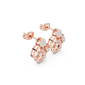 ต่างหูเพชรทรงกลมทองคำขาว 14K เพชรเพาะเลี้ยงสำหรับผู้หญิง ของขวัญวันครบรอบ เพชรเพาะเลี้ยงใหม่ - Product Image 4