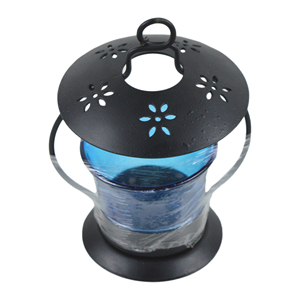 Black <b>Light</b> <b>Blue</b> Iron Handmade Eco-Friendly <b>Tea</b> <b>Light</b> <b>Holder</b> with Painted Design for Indoor Festive Wedding Parties - Product Image 1
